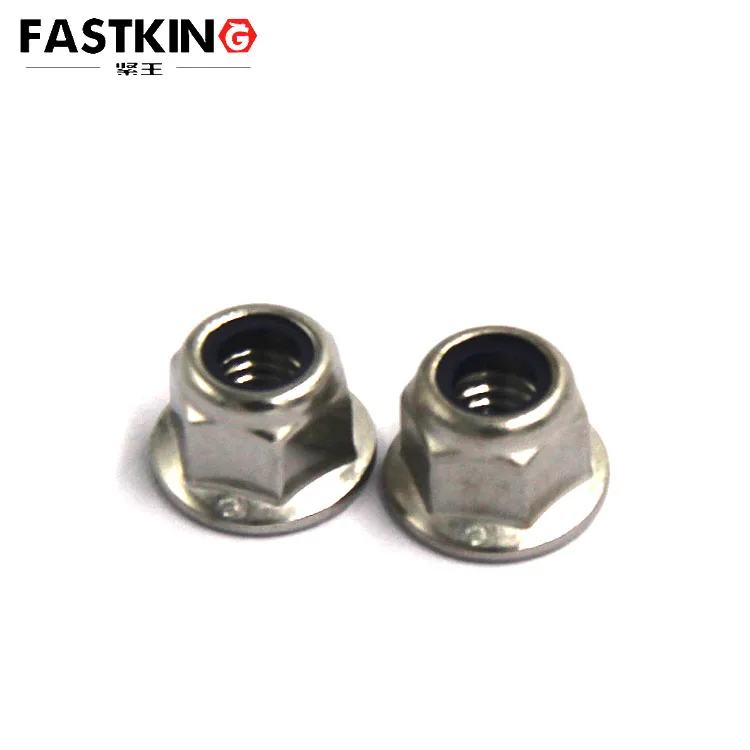 304 ANSI long flange nylock nut stainless steel hex nylon nut 1/4