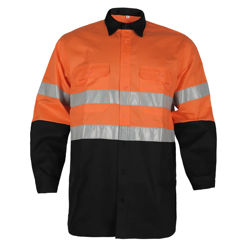 Wholesale High visibility Clothing Shirts Long Sleeve Reflective Safety Security Work Construction Safety Shirts