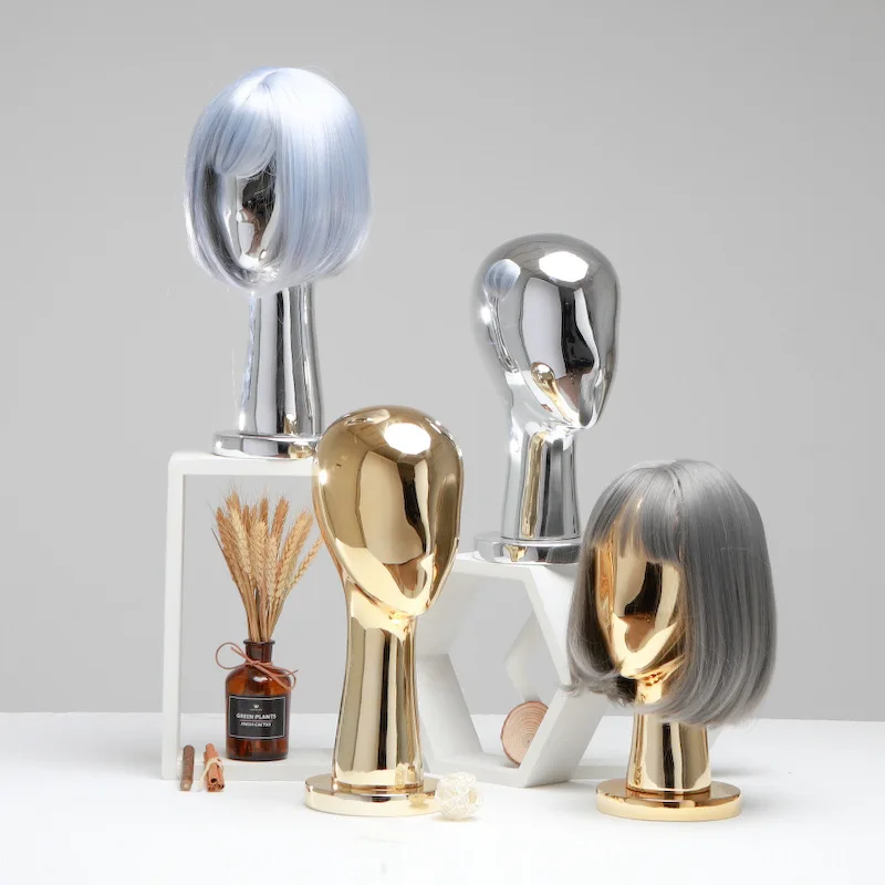 High End Hair Chrome Mannequin Head