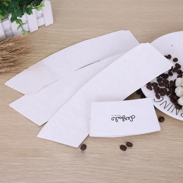 white paper sleeve with logo printing for hot coffee cup