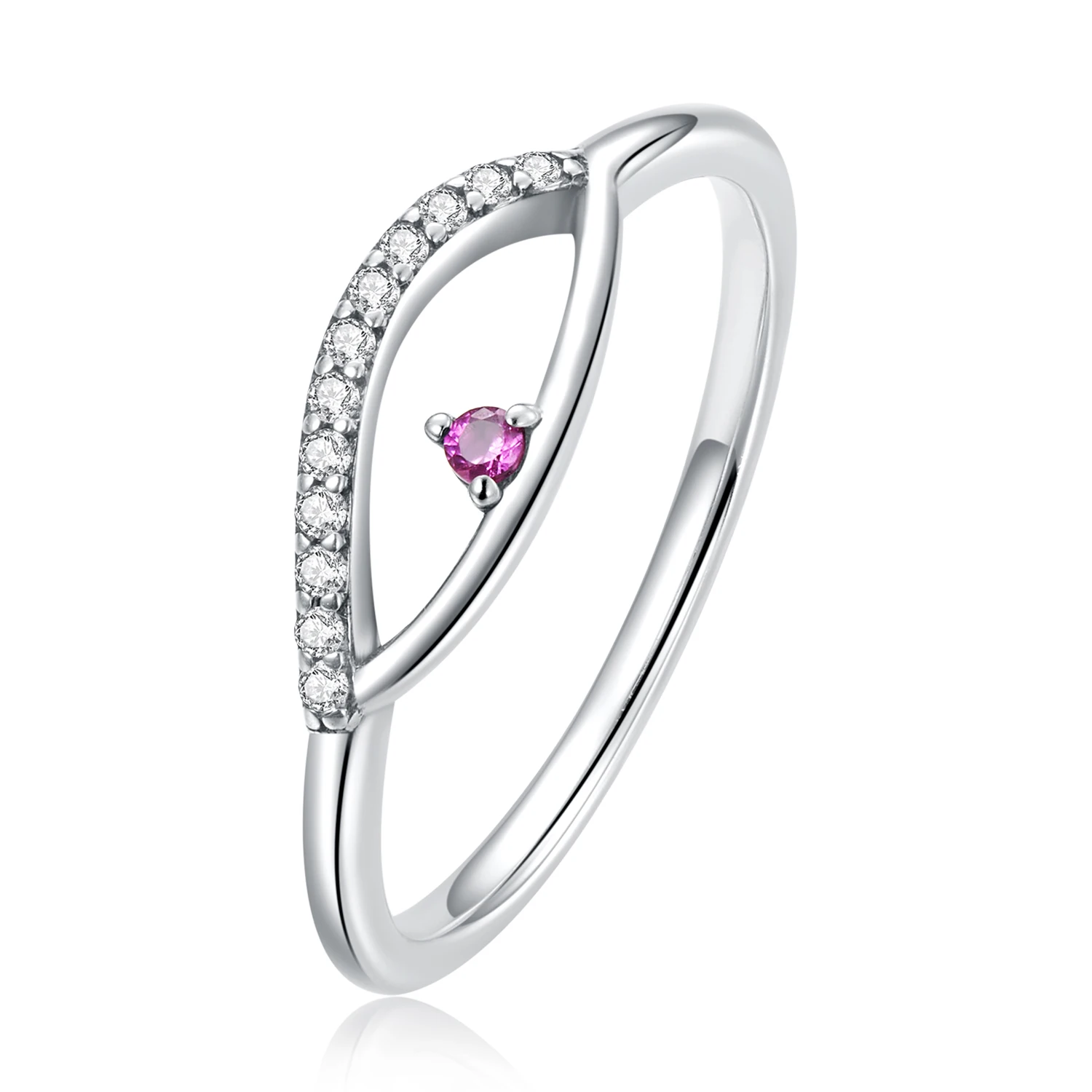 LEICARE Wholesale Non Tarnish Evil Devil Eye Ring Blue Eye 925 Sterling Silver Dainty Crystal Girls Ring with Zircon Stone