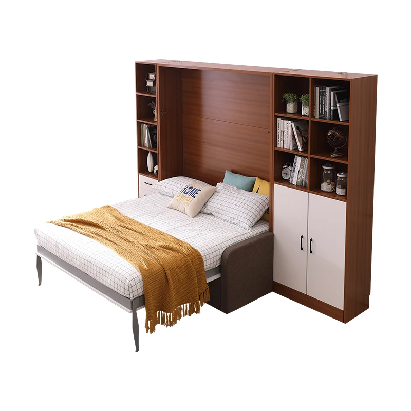 Popular Retractable Wall Murphy Bed With Desk Horizontal Queen Folding Wall