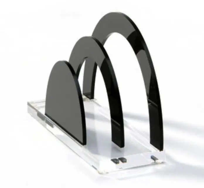 Premium Stylish Well-Polished Edges Office Black Acrylic Desk Organizer Plastic Mail File Holder For Sale