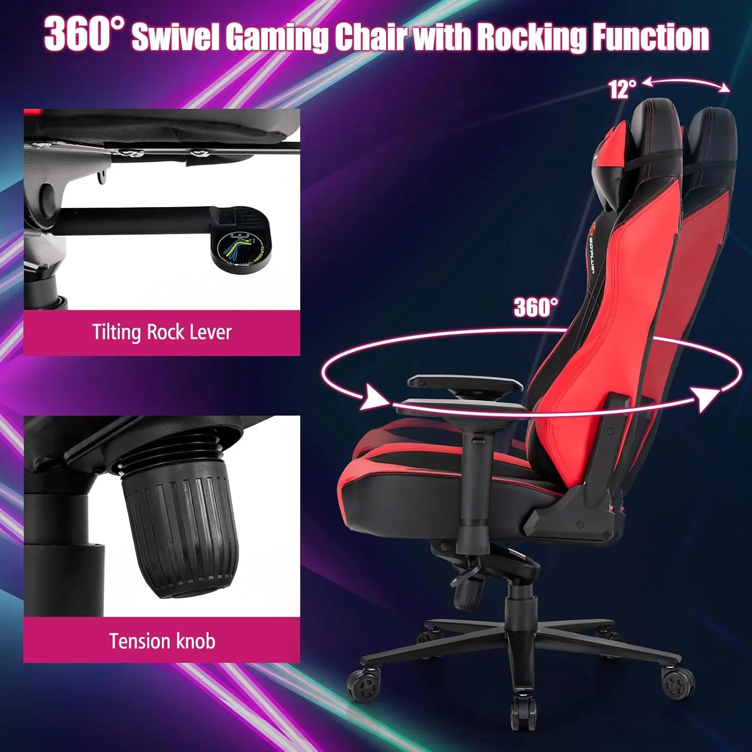 3-in-1 PC Gaming Headset Stand Free Gaming Chair Big Tall Fat Widen Cushions Computer Racing Chairs with Heavy Duty Steel Base