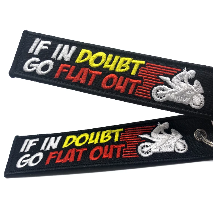 Custom Logo Fabric Embroidery Keychain Motorcycle Embroidery Keychain