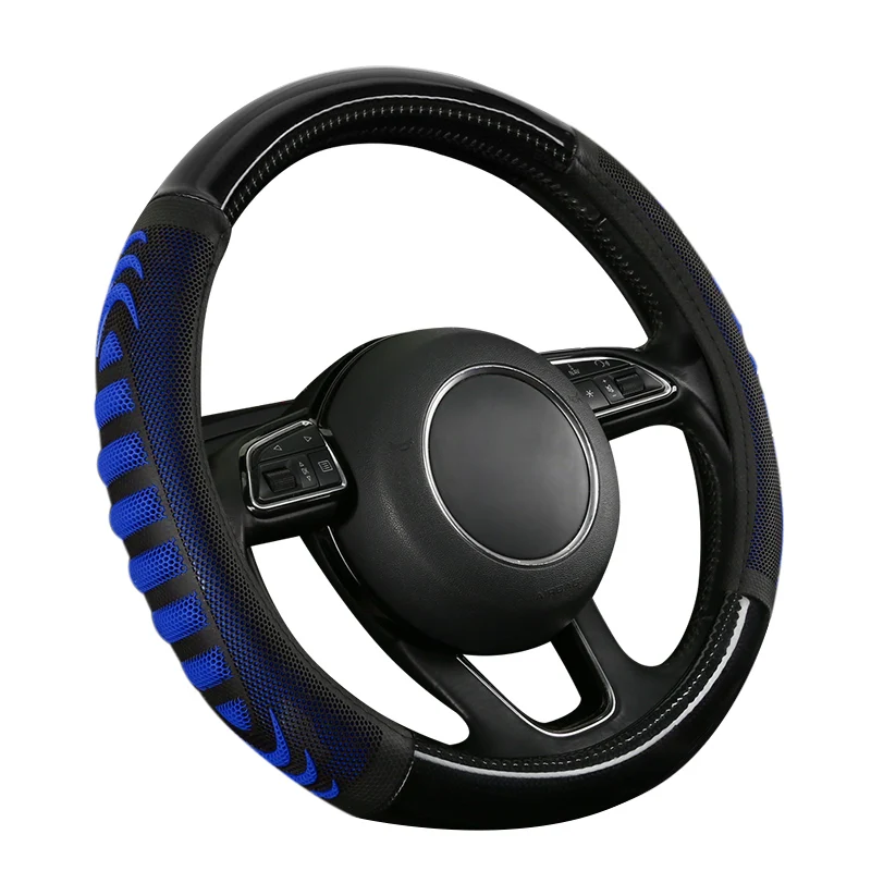 universal carbon fiber steering wheel cover black and red color