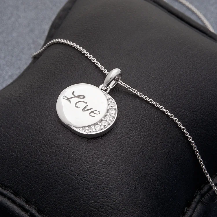 Custom custom plastic chain necklace diamond 925 sterling silver white gold plated love letter necklace