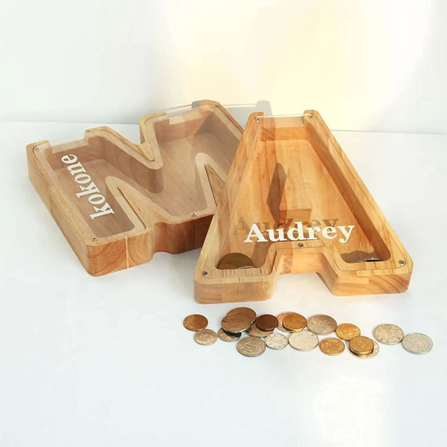 English Letters Wooden Money Storage Box Jar Creative English Alphabet Personalized Piggy Bank