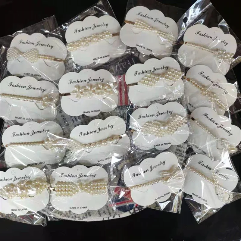 Wholesale 1Set Handmade Pearls Hair Clips Pin Geometric Flower shape Pearl hairpin for women Headwear