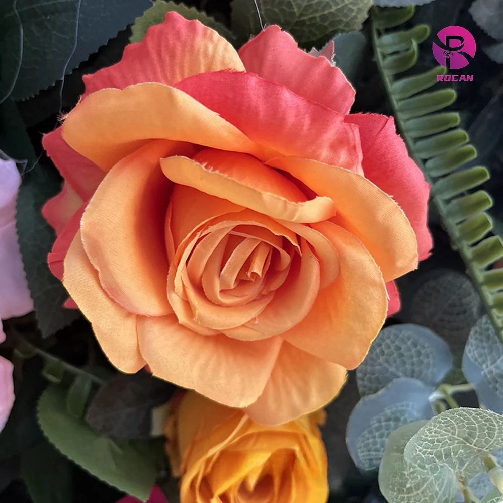 Colorful Rose Wall 8*8ft Flower Wall with Autumn Faux Flower and Greenery party supplies flowers decoration