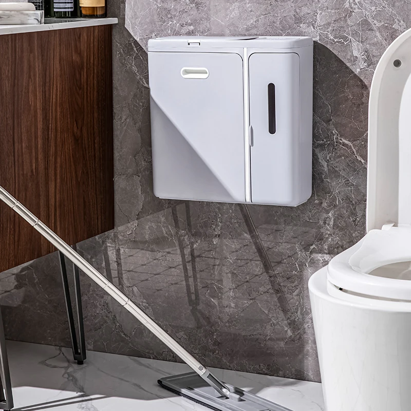 Portable Square Wall Mounted Compost Bin Kitchen Hanging Trash Can with Plastic Dustbin Waste Bin for Garbage & Rubbish