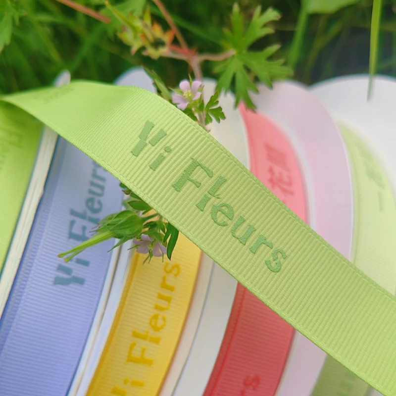 Luxury Customized Branded Ribbon Printing Polyester Colorful Grosgrain Ribbons With Logo Ribbon Decorative Florist Gift