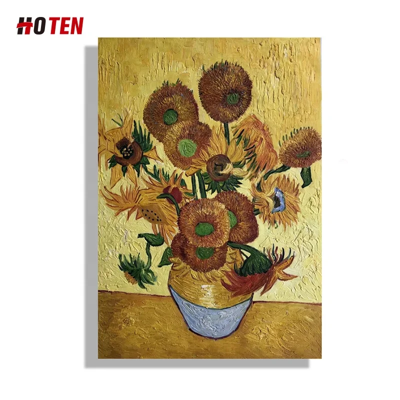Hand painted Van Gogh Impression chrysanthemum Famous oil Painting Reproduction for room decoration