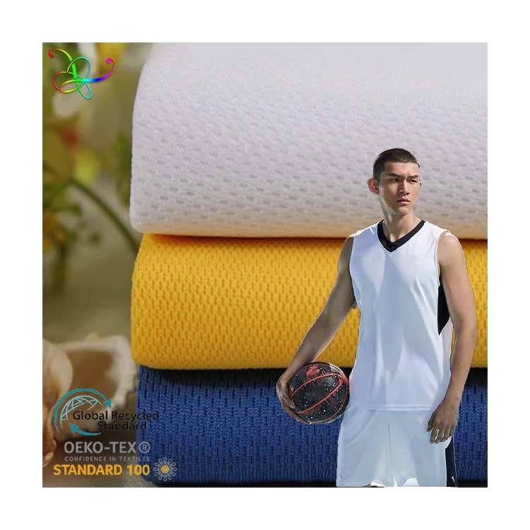 Sport Wear T-Shirt Material 100% Polyester Bird Eye Mesh Knit Fabric for Clothing