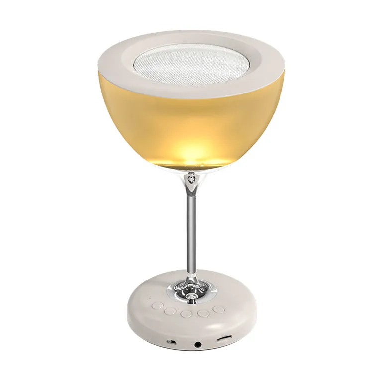 
2021 Hot Sell Wine glass shape 6 Color led Lights BT Wireless Speaker Portable Outdoor Speaker 
