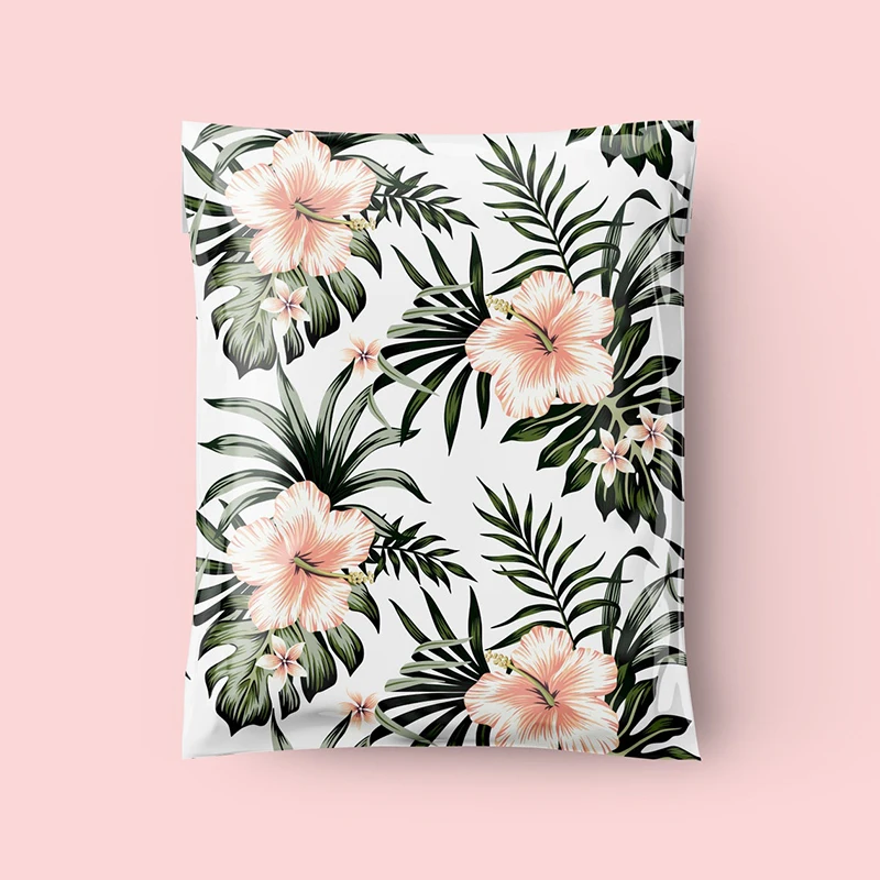 6x9 Hibiscus Dreams Тропический цветочный дизайн Поли Конверты индивидуальные черные сумки Конверты сумка