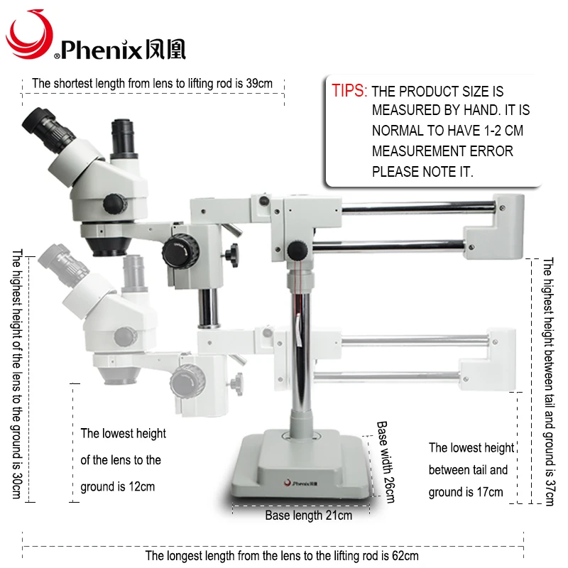 Phenix XTL-165 series 7x-45x trinocular arm microscope phone repair stereoscopic stereo microscope for electronic