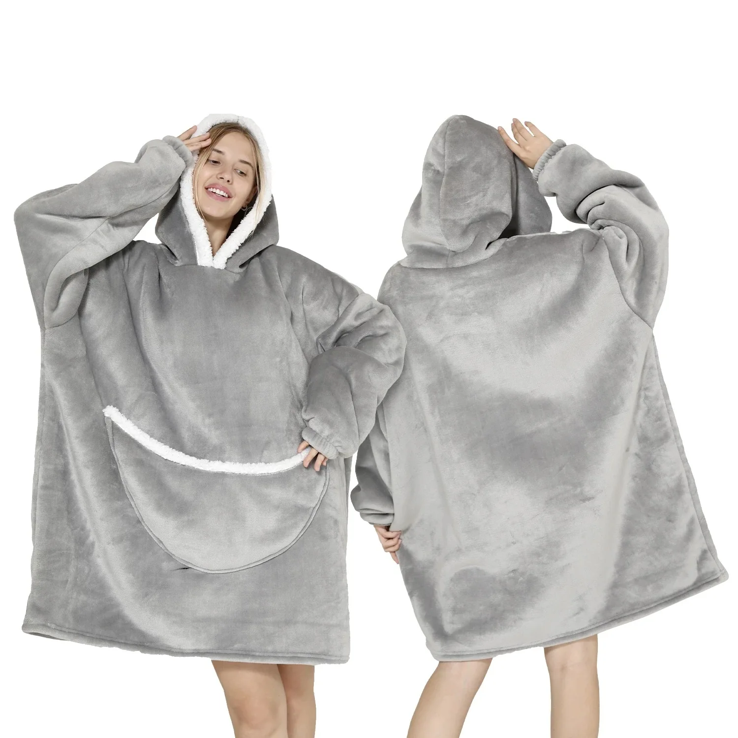 Outdoor Pocket Oversize Blanket Hoodie Hooded TV Blankets Oversized Wearable Full Body Sweatshirt  Blanket Custom
