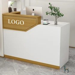 Customizable Logo Nail Beauty Spa Salon White Small Front Reception Desk Counter