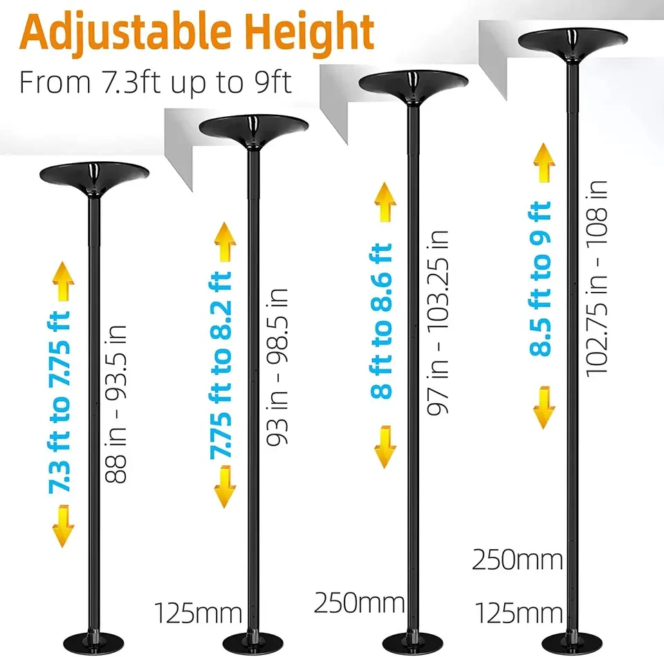 Fitness Bar Removable Stripper Dancing Pole,Portable Adjustable Height Spinning Dance Stripping Pole.