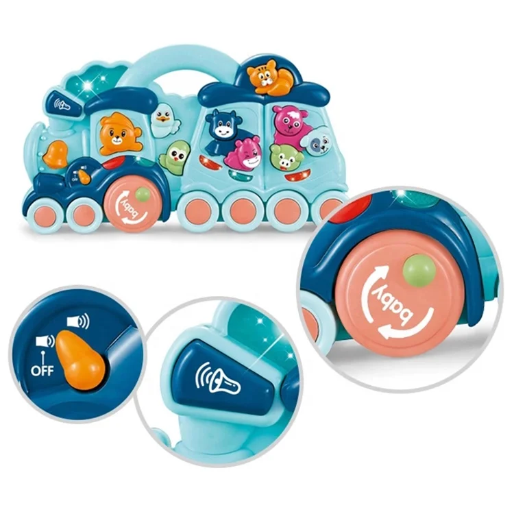 
Cartoon Animal Train Shape Flashing Light Early Learning Educational Baby Toys Musical 