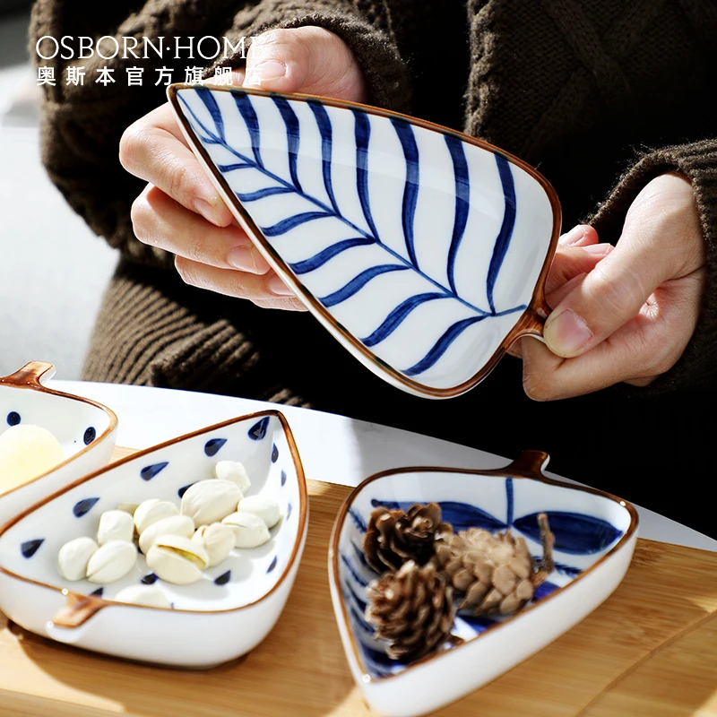 OSBORN Nordic Divided Platter White Ceramic Serving Plate Porcelain Snack Dish Candy Dried Fruit Plate With Bamboo Tray Set