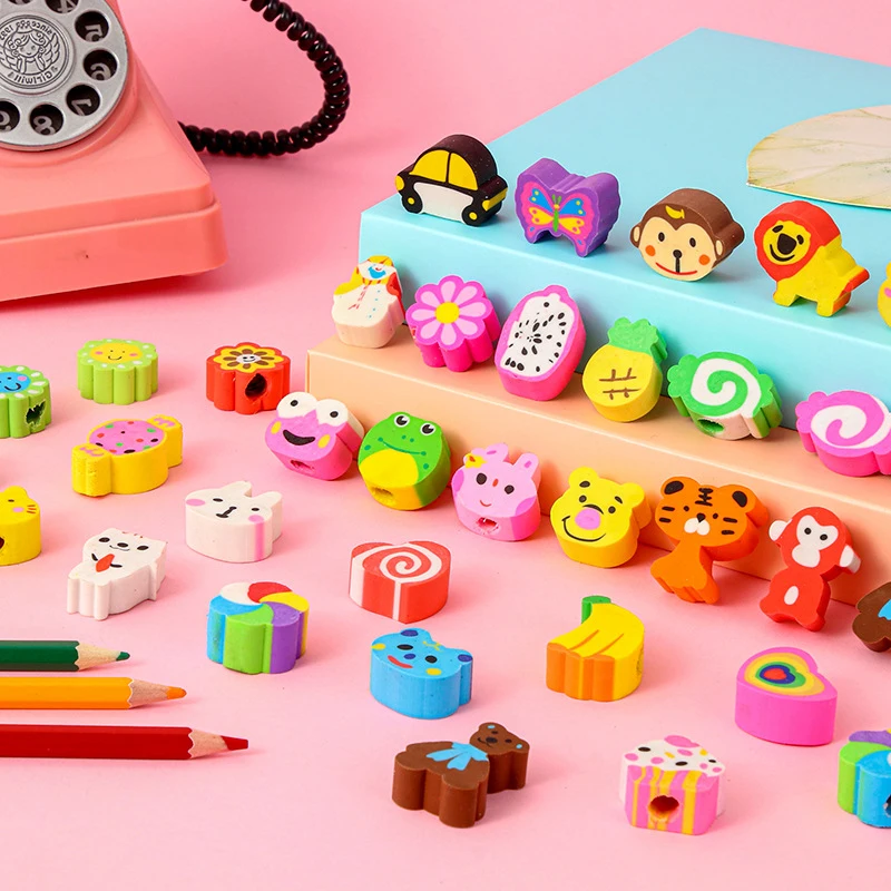 Factory wholesale custom correction stationery prizes cartoon hollow eraser solid eraser