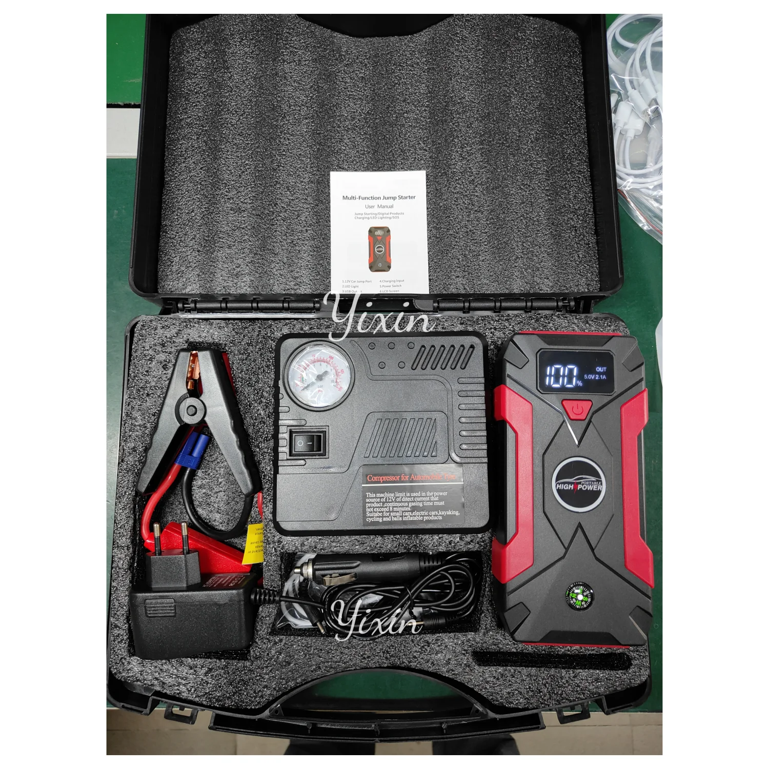 Factory Car Battery Booster Power Bank Charger Lithium Battery Pack 12V 16000mah 8000mah Portable Car Tyre Air Pump Jump Starter