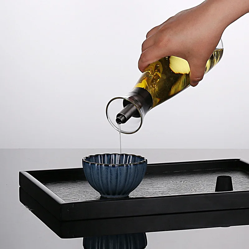 600ml Borosilicate Glass Oil Bottle Kitchen Oil Pot With Food Grade Silicone Lid