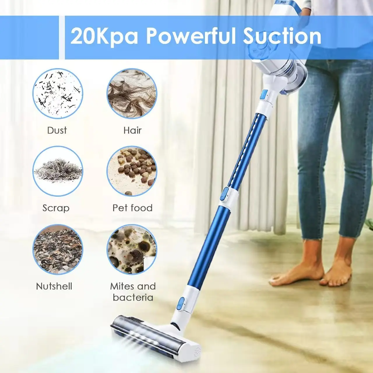 High speed bldc motor 220W Lithium Battery powerful cordless vacuum cleaner white bldc motor