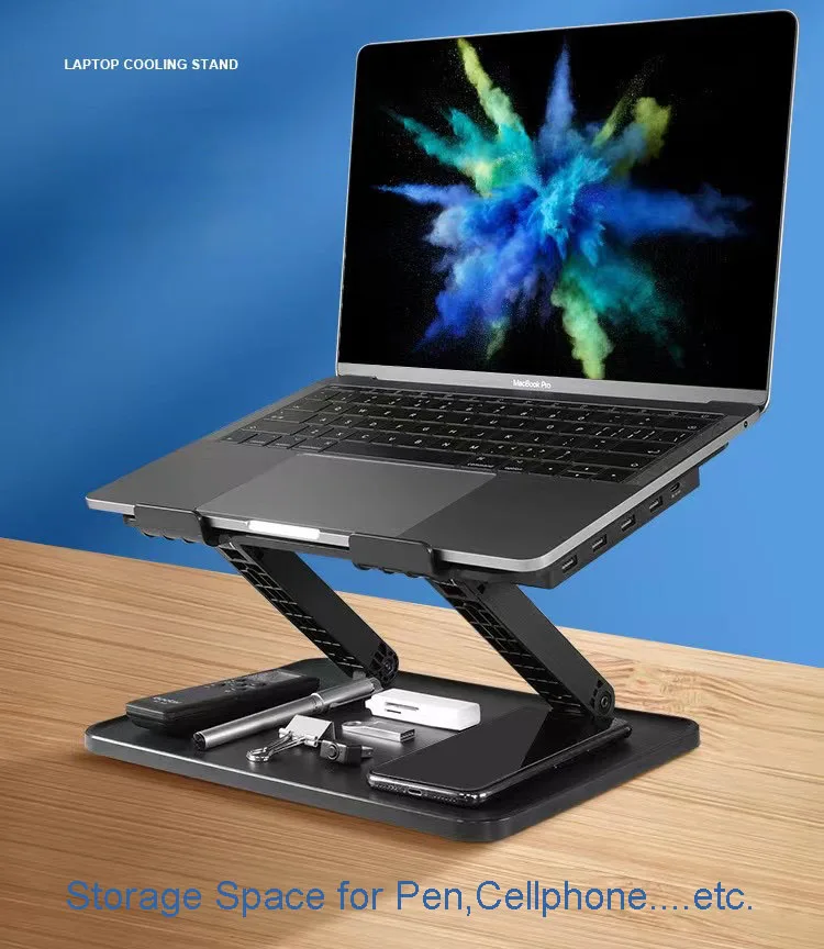 Wholesale Adjustable Tablet Laptop Cooling Stand with 4 USB Ports Single Cooling Fan Stand