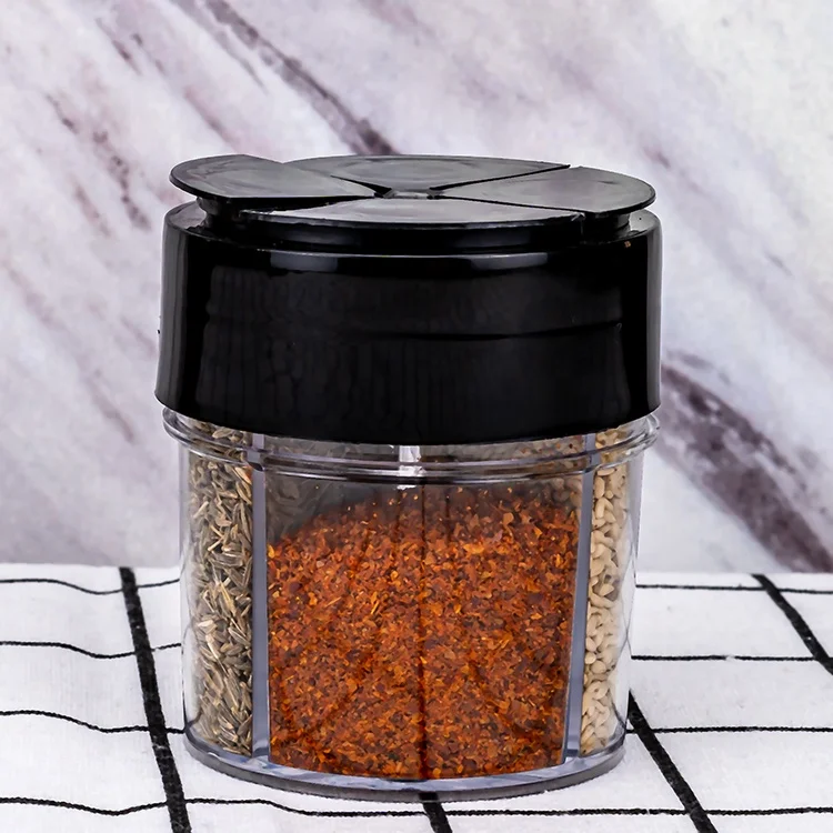 
2021 new multi-chamber 4 in 1 kitchen cooking seasoning bottle plastic packaging for spice jars 