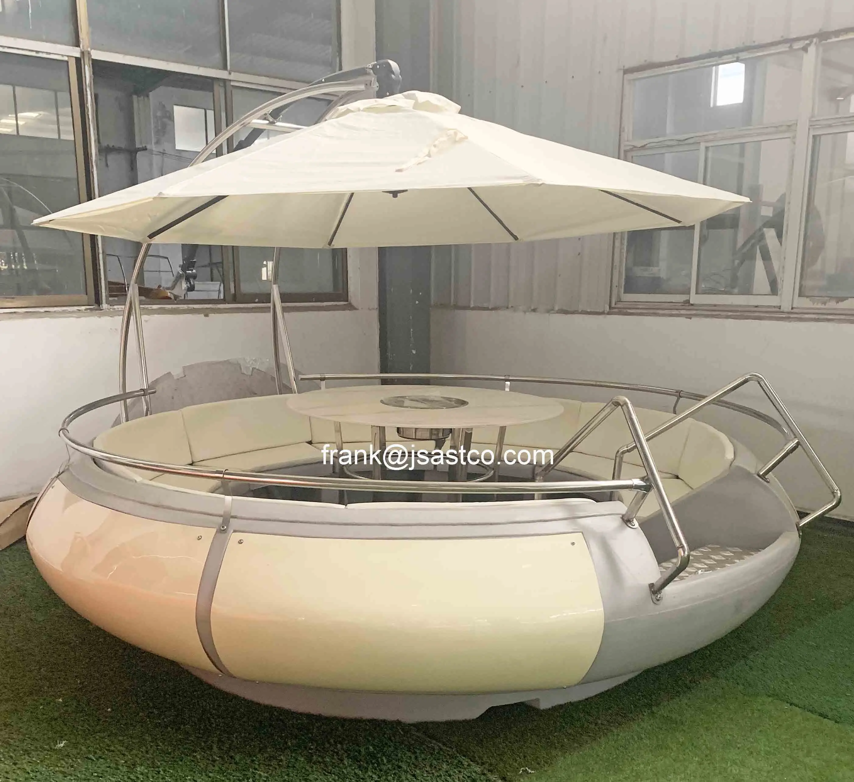 10- 12 person seats Factory Wholesale customized color logo Electric Barbecue Boat BBQ Donut Boat for Sale floating party boat