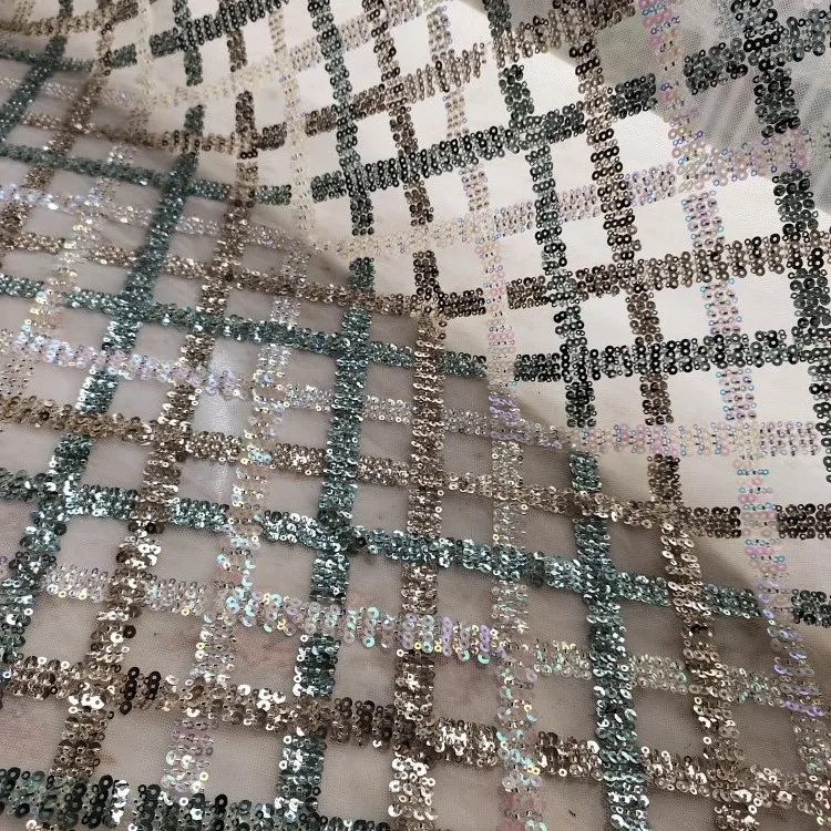 Rongbao MZ2# Border Lace with Beads for Sparkling Evening Dress Embroidery Fabric Tulle Turkey Sequins Lace Fabric