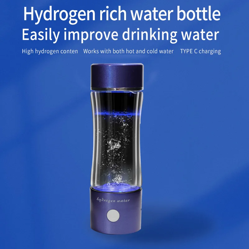 Ionizer Maker Hydrogen Water Bottle Generator Custom Logo Health Care 300ml Battery Stand Plastic Nano Bubble Generator Cold 5.0
