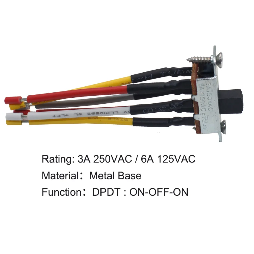 ON-OFF-ON Three Gear Toggle Switch 6 Pin Slide Switch With  Wire Rod Processing