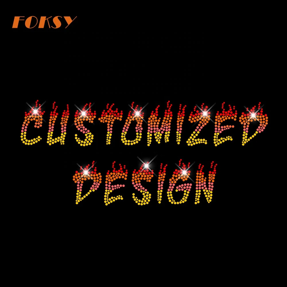 Пользовательский шрифт горный хрусталь шаблон пламя текст Горячая фиксация мотив переноса