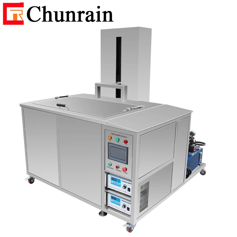 PLC control industrial Ultrasonic Cleaner with Pneumatic Lift for wheel rim diesel engine cylinder head cleaning machine