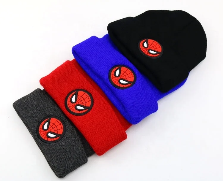 
KENSHELLEY 2020 Hot Sell Custom Baby Hats Children Spider Man Cute Beanies Hats Solid Color Plain Warm Knitted Beanies 