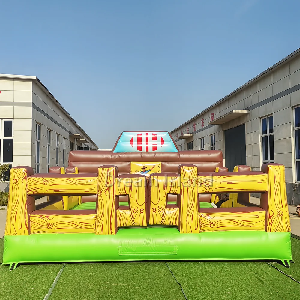Commercial Kids Rodeo Bull Riding on sports Inflatable Wipe out Game Obstacle Mechanical Bull Ride on bouncer for kids