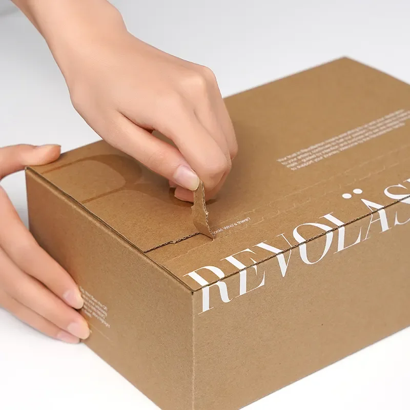 Custom Printing Eco-Friendly Recyclable Corrugated Cardboard Carton Self-Sealing Mailer Shipping Paper Boxes Tear Strip