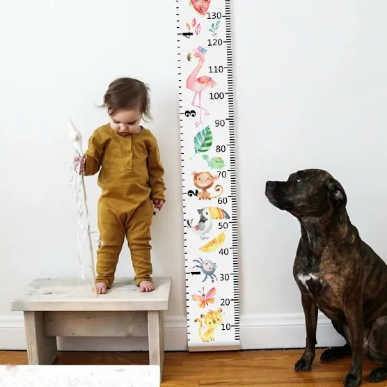 Wooden Canvas Wall Growth Charts Baby Hanging Decorative Chart Height Measure Ruler Removable Wall Sticker for Kids Child Room