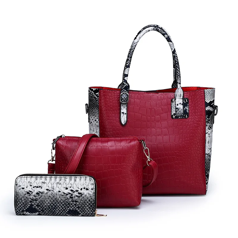 Bolsos alligator PU leather handbag set Personality Ladies Messenger shoulder bags Custom Logo hand bag set