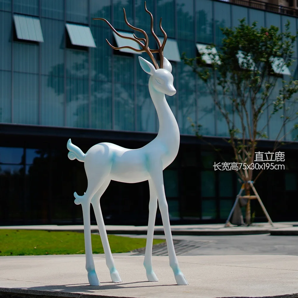 Christmas Decoration Resin Animal Deer Statue Polyresin Reindeer Sculpture For Christmas Theme Decoration