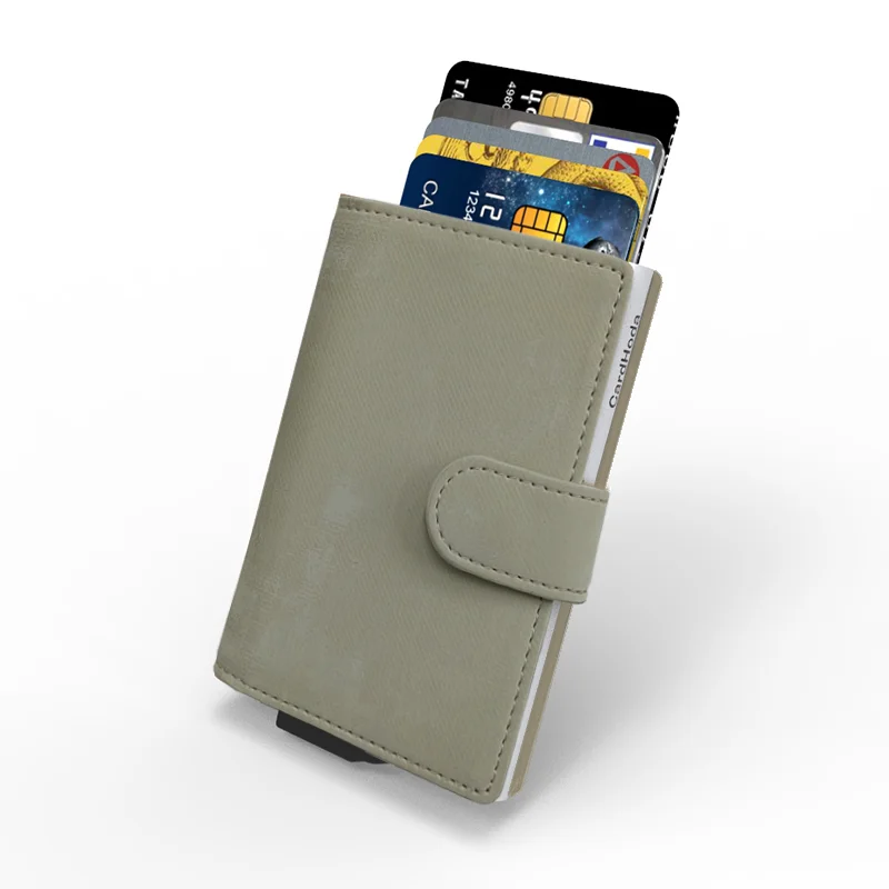 Factory Design Business Card Holder Leather Wallet Fashion Automatic Pop Up Rfid Card Holder