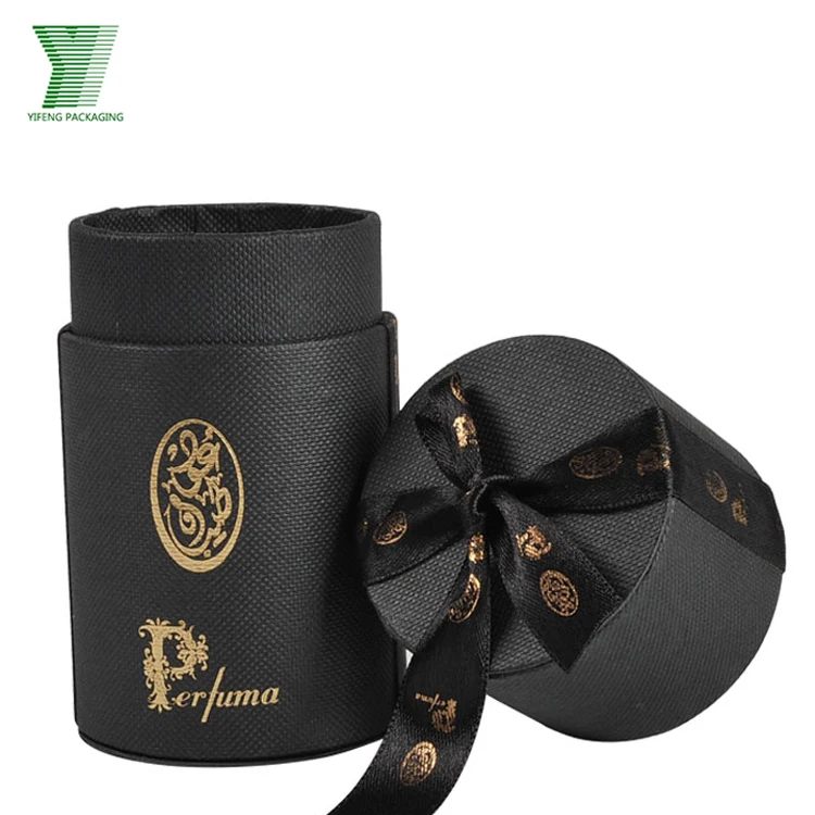 Biodegradable material specialty paper custom luxury cosmetic essential oil cylinder packing round perfume box