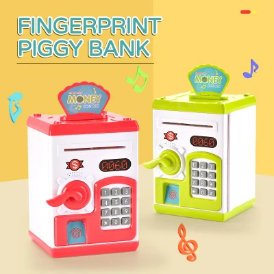 Kouyikou 2025  popular Kid atm toy Smart House Fingerprint piggy bank Cartoon Fingerprint Bank Toys Money Box Toy Piggy Bank
