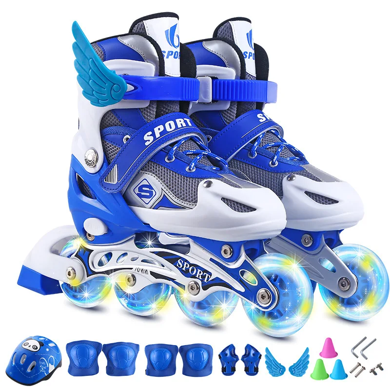 Infantil Wholesale Patines Para Ninas 4 Wheels Skating Skates Shoes Flashing Roller For Kids Boys Girls