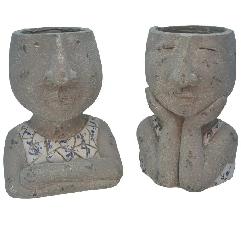 Outdoor fiberglass garden pots cement color figure sculpture Flower Pots