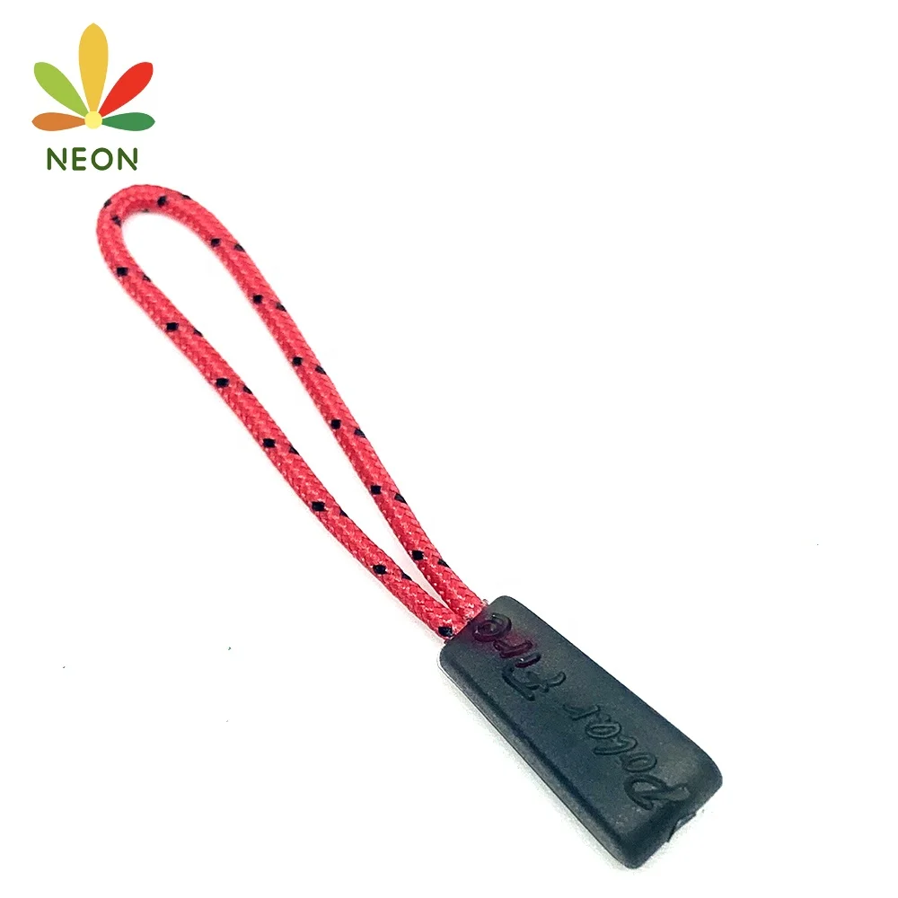 Custom Elastic Cord Rubber Zipper Pull Made Design Color Plastic Elastic String Zipper Puller for Sport Garment Bag